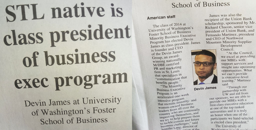 Devin James in the St. Louis American Newspaper