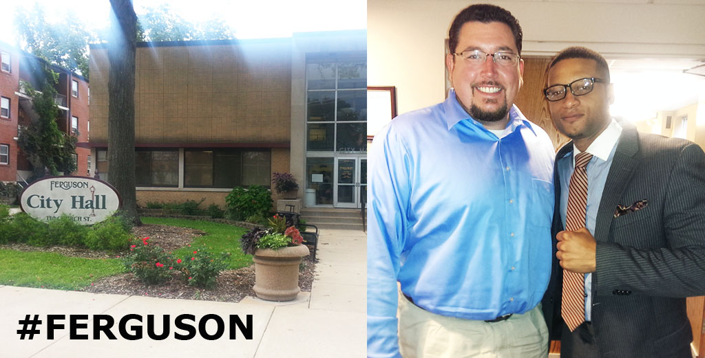 Devin James with Ferguson Mayor Knowles at City Hall